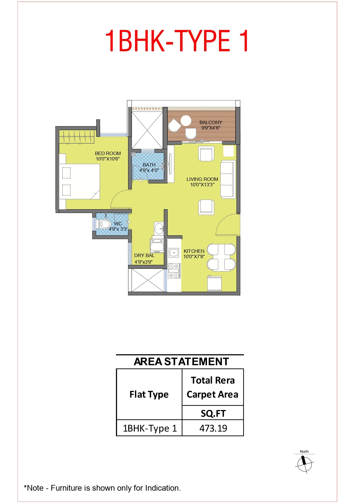 1 BHK Type 1 — 48 Central Park