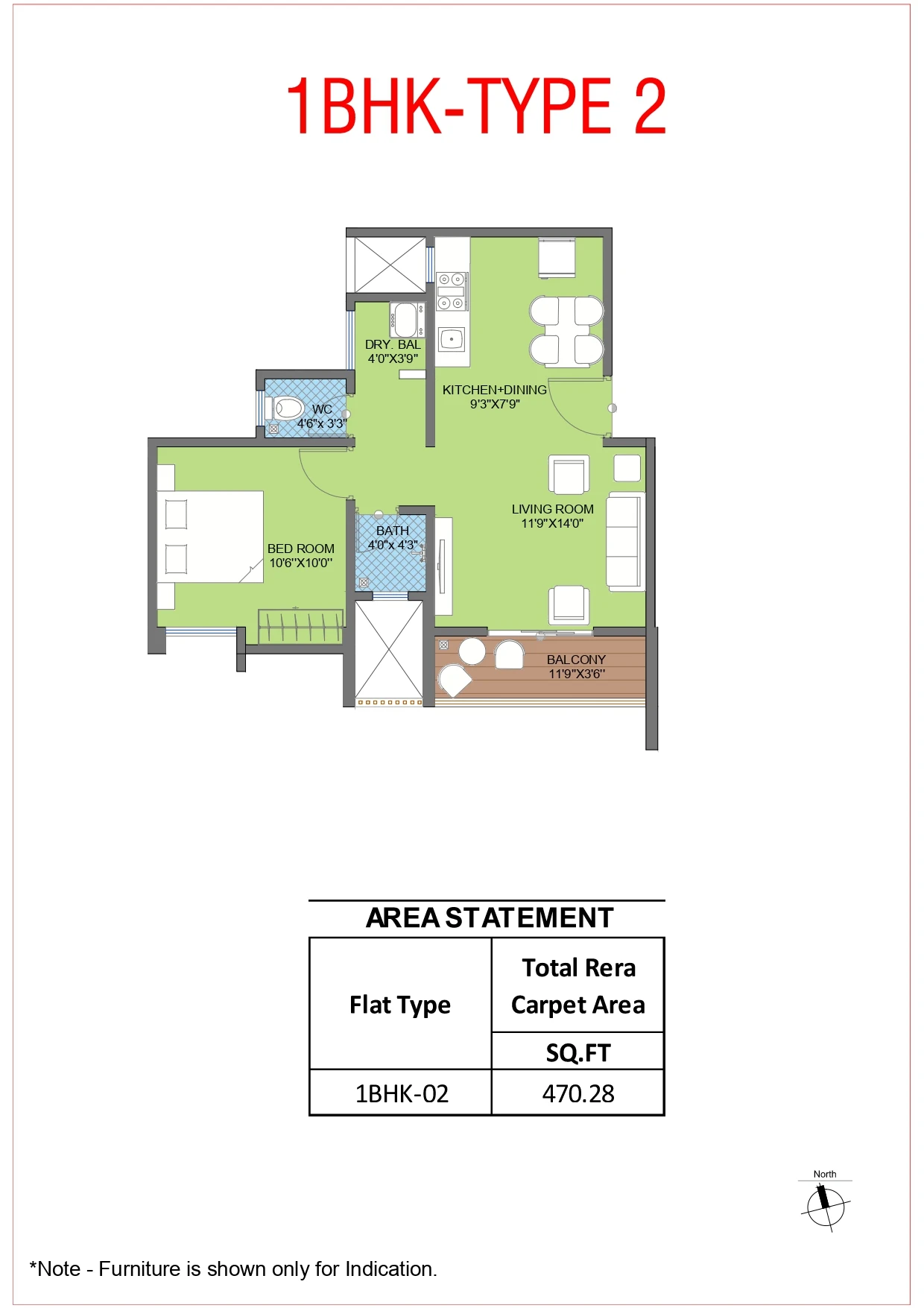 1 BHK Type 2 — 48 Central Park