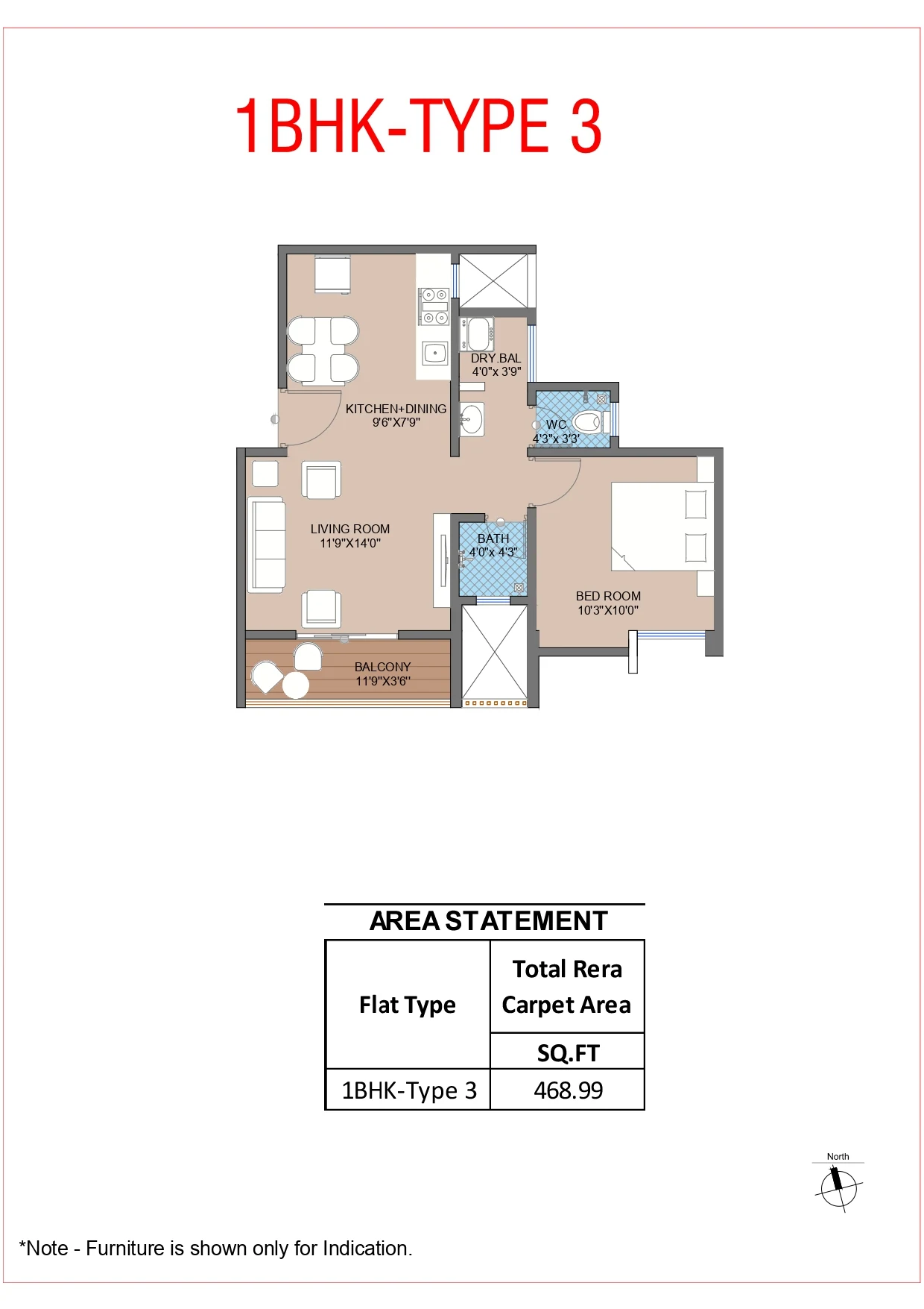 1 BHK Type 3 — 48 Central Park