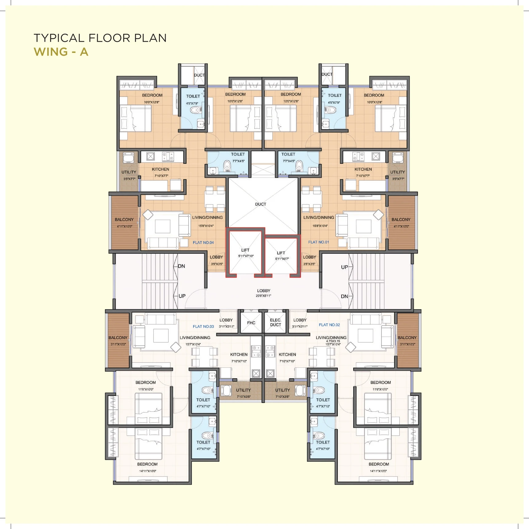 Typical Floor Plan — Wing A — Marvella