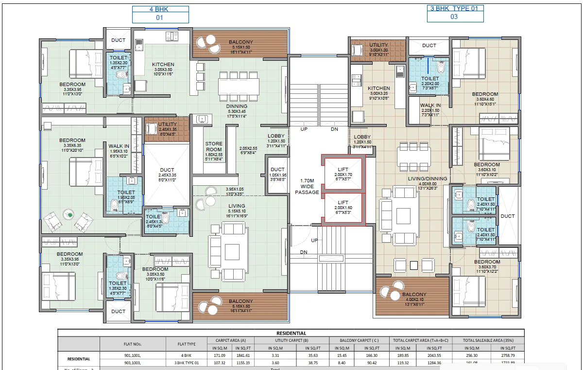 Upper Floor Plan (4 BHK) — Kanak Kunj